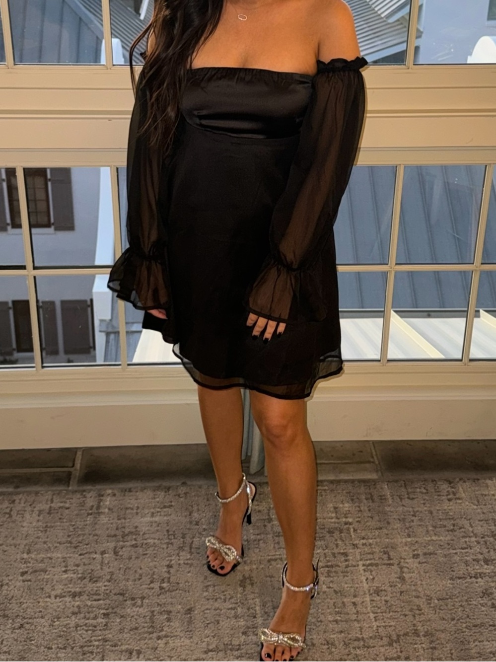 DELICATE SOUL OFF SHOULDER MINI DRESS